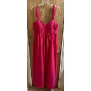 Revelry Formal Gown Dress Womens 18 Bright Pink Long Maxi Chiffon Bridesmaids